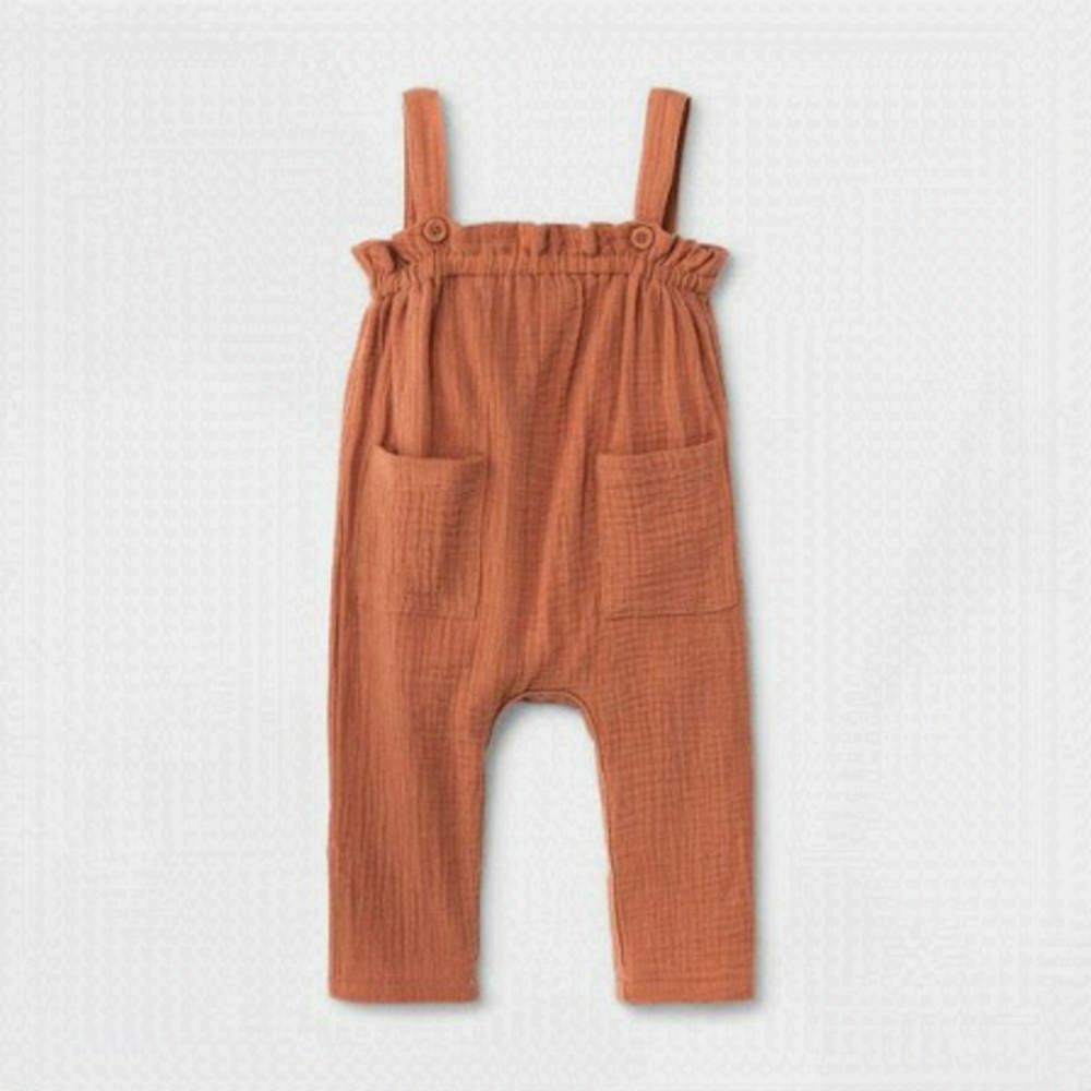 𝅺grayson Mini Baby's Gauze Jumpsuit Terracotta Orange